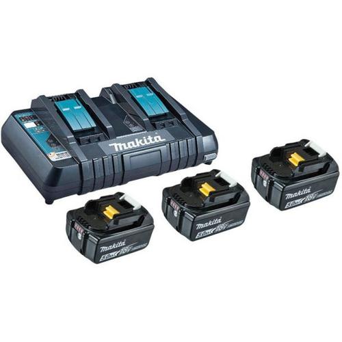 Set 3 acumulatori si incarcator Makita 198458-6, 18 V, 5 Ah