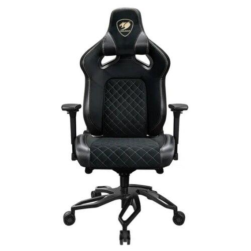 Scaun gaming Cougar Titan Pro V2, piele ecologica, Negru/Auriu