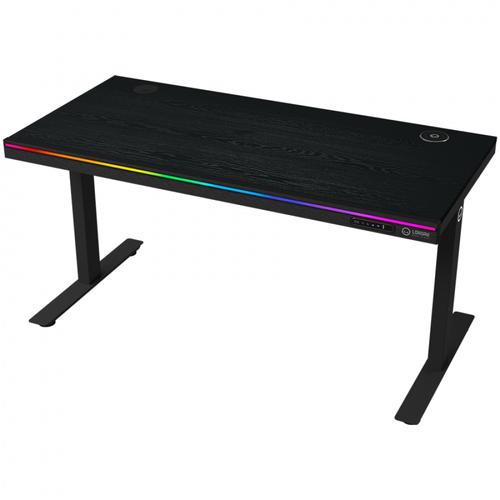 Birou gaming LORGAR DESK PRO 80, melamina, 1405x680mm, inaltime reglabila 705-1165mm, incarcare wireless, porturi USB, iluminare RGB (Negru)