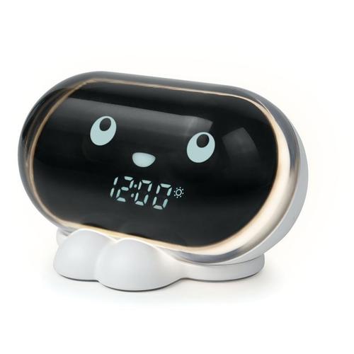 Ceas decorativ Muse M-16 Kids, alarma, lumina calda, sunete albe, cu reglare a intensitatii sunetului si expresie faciala pentru somn/mod somn, trezire progresiva