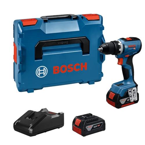 Masina de gaurit si insurubat (bormasina) pe acumulator Bosch Professional GSR 18V-65, 06019N3203, 18V, 63/31 Nm, 2100 RPM, mandrina metalica, Kickback control, motor fara perii, 2 acumulatori GBA 18V 5.0Ah, incarcator rapid GAL 18V-40, L-B