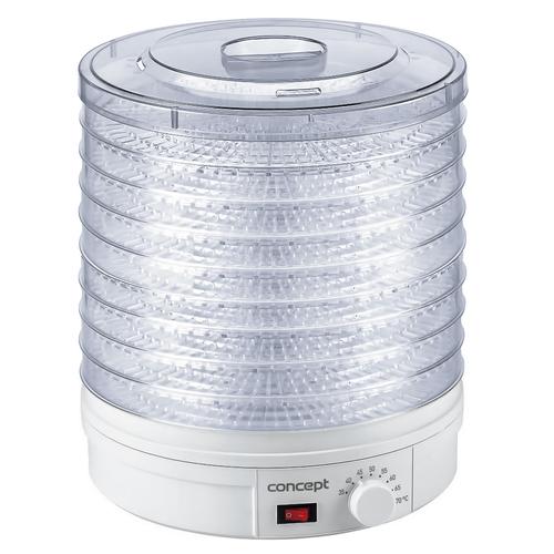 Deshidrator de alimente Concept SO1020, 245 W, 9 tavi, tava 32cm, ventilator, 35-70 °C, Alb