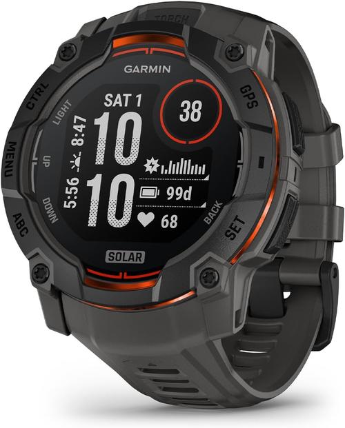Smartwatch Garmin Instinct 3 Solar, GPS, 50mm, Ecran 1.1inch, Bluetooth, ANT+, Android/iOS, 10 ATM, Curea Silicon Negru (Negru)