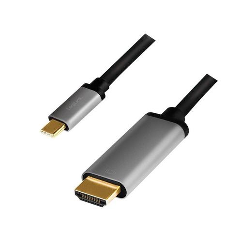 Cablu HDMI LogiLink CUA0101, USB-C, 1,8 m, Negru/Argintiu