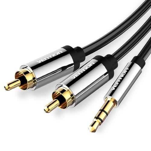 Cablu audio jack rca tata-tata, jack Stereo 3.5mm tata, metalizat, 2 metri, Vention