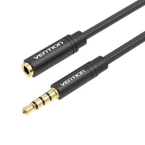 Cablu audio prelungitor Vention, Jack 3.5mm (T) la Jack 3.5mm (M), 1m, Negru