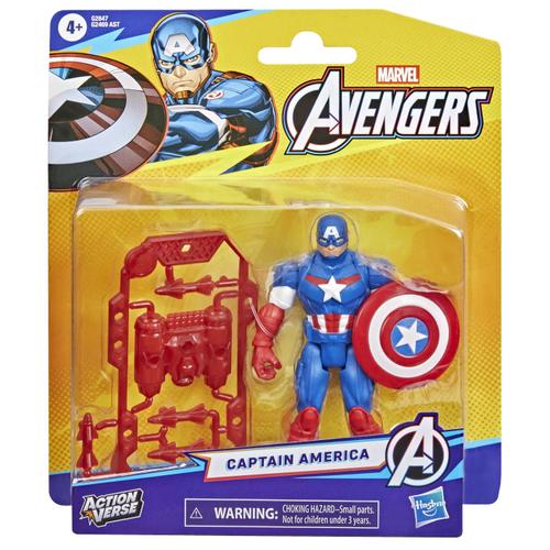 Figurina Marvel Avengers Action Verse Captain America si accesorii, 11.4cm