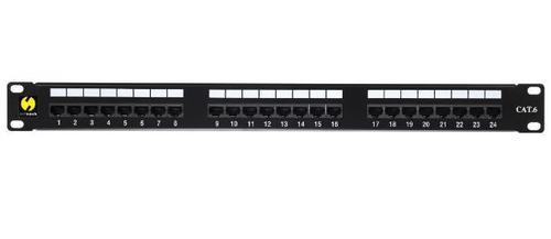 Patch Panel Netrack 104-08, CAT.6, 24 Porturi (Negru)