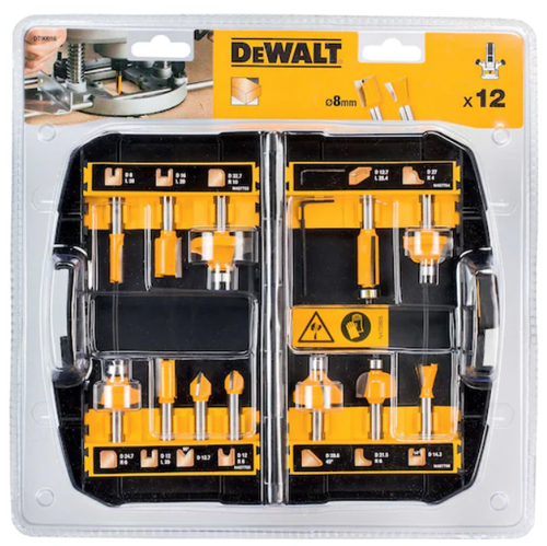 Set mix de freze DeWALT DT90016-QZ, 12 piese (Galben/Negru)