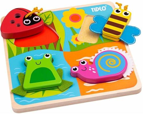 Puzzle senzorial din lemn Tidlo, In gradina