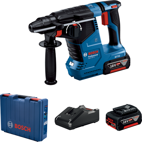 Ciocan rotopercutor pe acumulator Bosch Professional GBH 187-LI, 18 V, 2.4 J, 4350 percutii/min, 980 RPM, SDS plus, 2 acumulatori, incarcator, valiza profesionala