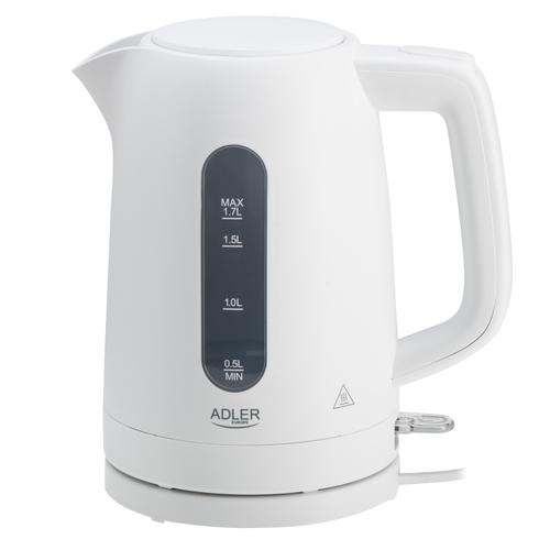Fierbator de apa Adler AD 1379w, 1.7 L, 2200 W, Baza rotativa 360, Oprire automata, Indicator nivel apa (Alb)