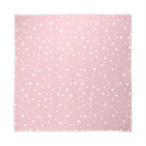 Scutec pled muselina, 80 x 80 cm, Lorelli Rose with Stars