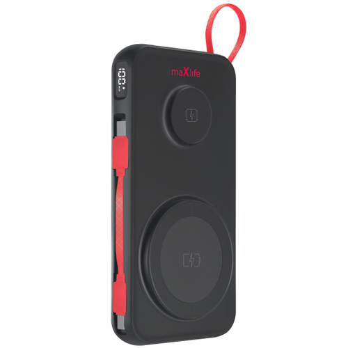 Baterie Externa Wireless MaXlife MXPB-08, 10000mAh, 22.5W, QC + PD + FQI + QI, 1 x USB-A - 1 x USB-C - 2 x QI, Neagra