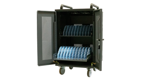 Statie de incarcare Avtek 1MV057, pentru tablete si laptopuri de pana la 15.6inch, suporta pana la 30 de dispozitive, sistem de securizare cu cheie, cu protectie la supratensiune, sistem de racire incoporat, organizator de cabluri incorpora