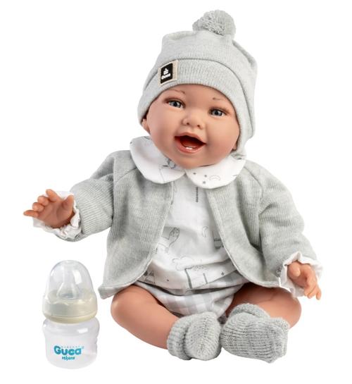 Papusa realista cu corp moale Guca Zuri, 42 cm, corp textil si membre din vinil, cu accesorii incluse