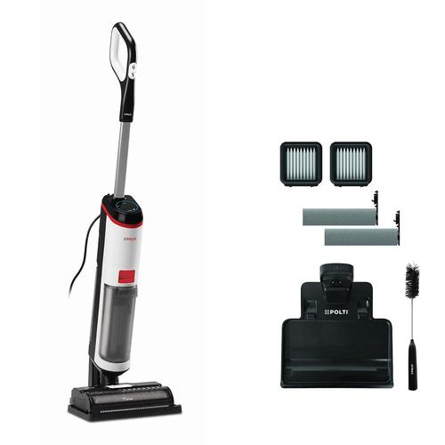 Aspirator vertical cu fir Polti RollySteam WD10C, cu abur si aspirare umed-uscata, 750 W, Aspirare 14 kPa, 0.6 l, 71 Db (Gri/Alb)