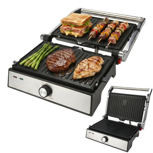 Gratar electric iHunt Bro Dual Grill XXL, 1500W, Deschidere 180, Placi detasabile, Termostat