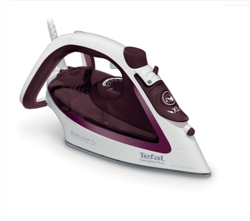 Fier de calcat Tefal FV5714E0, 2400 W, Talpa Durilium, Debit de abur 45 g/min, Jet de abur 190 g/min, Rezervor 270 ml (Alb/Visiniu)