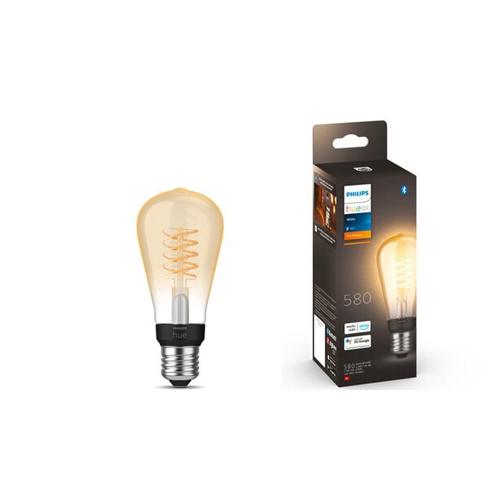 Bec LED inteligent vintage (decorativ) Philips Hue, ST64, Bluetooth/Zigbee, E27, 7W, 550 lm, lumina alba calda (2100K), clasa energetica G