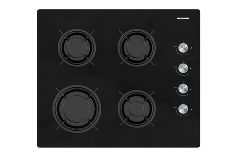 Plita incorporabila Heinner HBH-M402IEGBK, Gaz, 4 arzatoare, Aprindere electrica, Sticla (Negru)