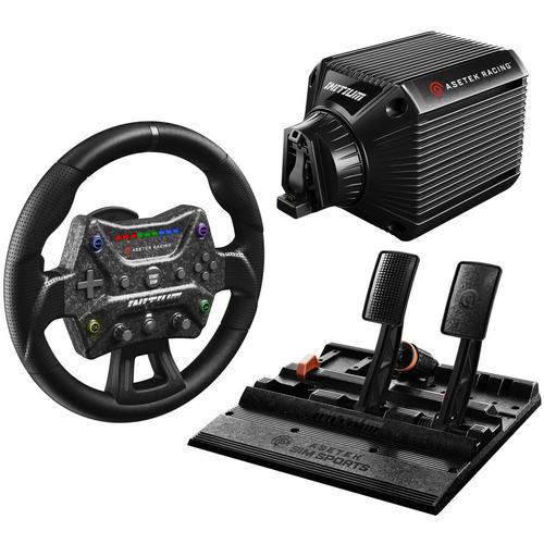 Volan cu pedale si baza Asetek SimSports Initium Racing Bundle, PC (Negru)