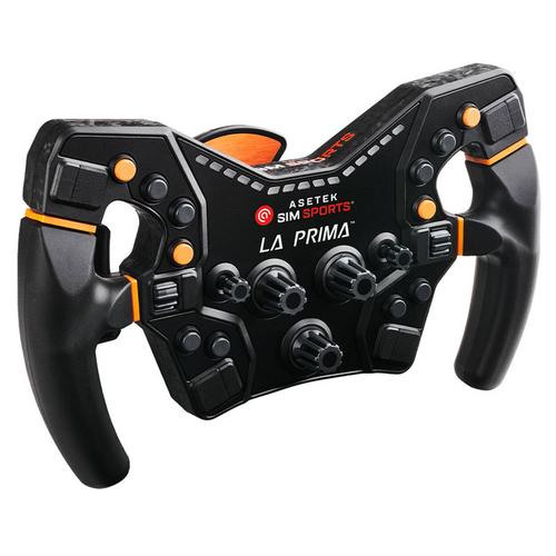 Volan Asetek SimSports La Prima Formula, 12 butoane, 2 switch-uri 7-way (Negru/Portocaliu)