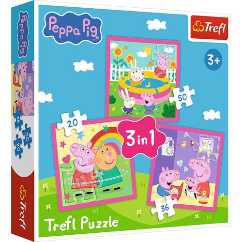 Puzzle Trefl 3 în 1 - Prietenii lui Peppa Pig