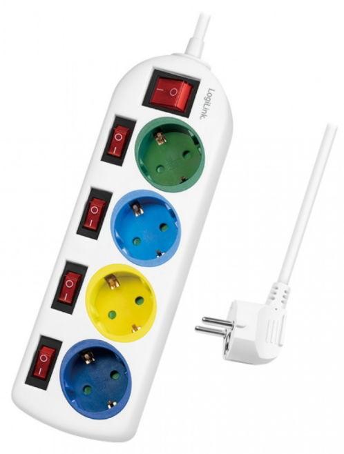 Prelungitor LogiLink LPS257, 4 prize, 1.5 m (Multicolor)