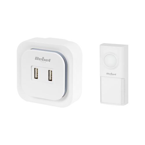 Sonerie wireless 36 de melodii Rebel, 230 V, 2 porturi USB