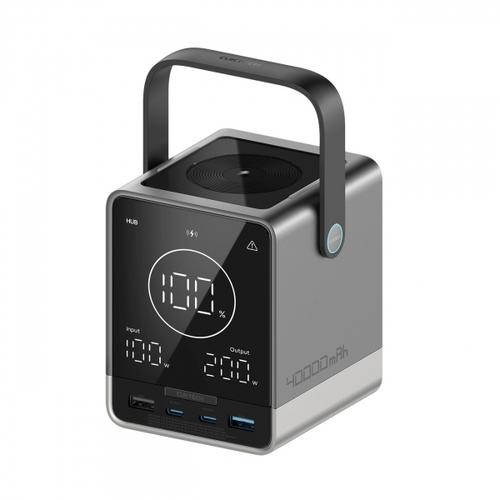 Baterie Externa Cuktech, 40000mAh, 300W, QC + PD + FQI, 1 x QI - 2 x USB-A - 2 x USB-C (Negru)