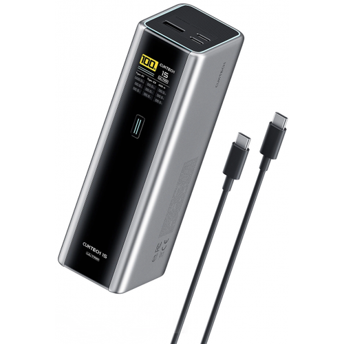 Baterie Externa Cuktech CKPB200UGLGR, 20000mAh, 210W, QC + PD, 1 x USB-A - 2 x USB-C (Gri)