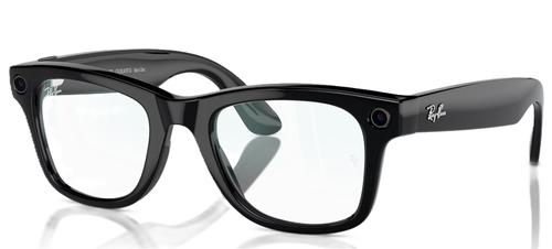 Ochelari Smart Ray-ban META WAYFARER Shiny, Wi-Fi 6, Bluetooth, Aparat foto cu filmare, Asistent vocal, 32GB Flash, Lentile Transparente (Negru)