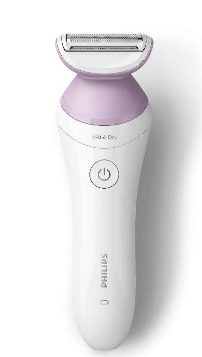 Aparat de ras electric pentru femei Philips Seria 6000 BRL136/00, Wet&Dry, 4 accesorii (Alb/Roz)