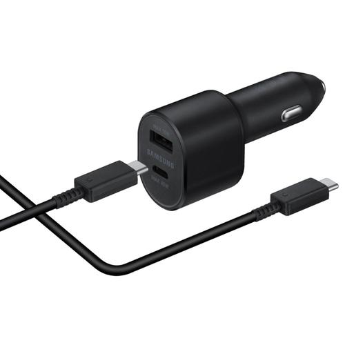 Incarcator auto Samsung Super Fast Charger EP-L5300XB, 1 x USB Type-C 45W, 1 x USB-A 15W + cablu USB Type-C, 1m (Negru)