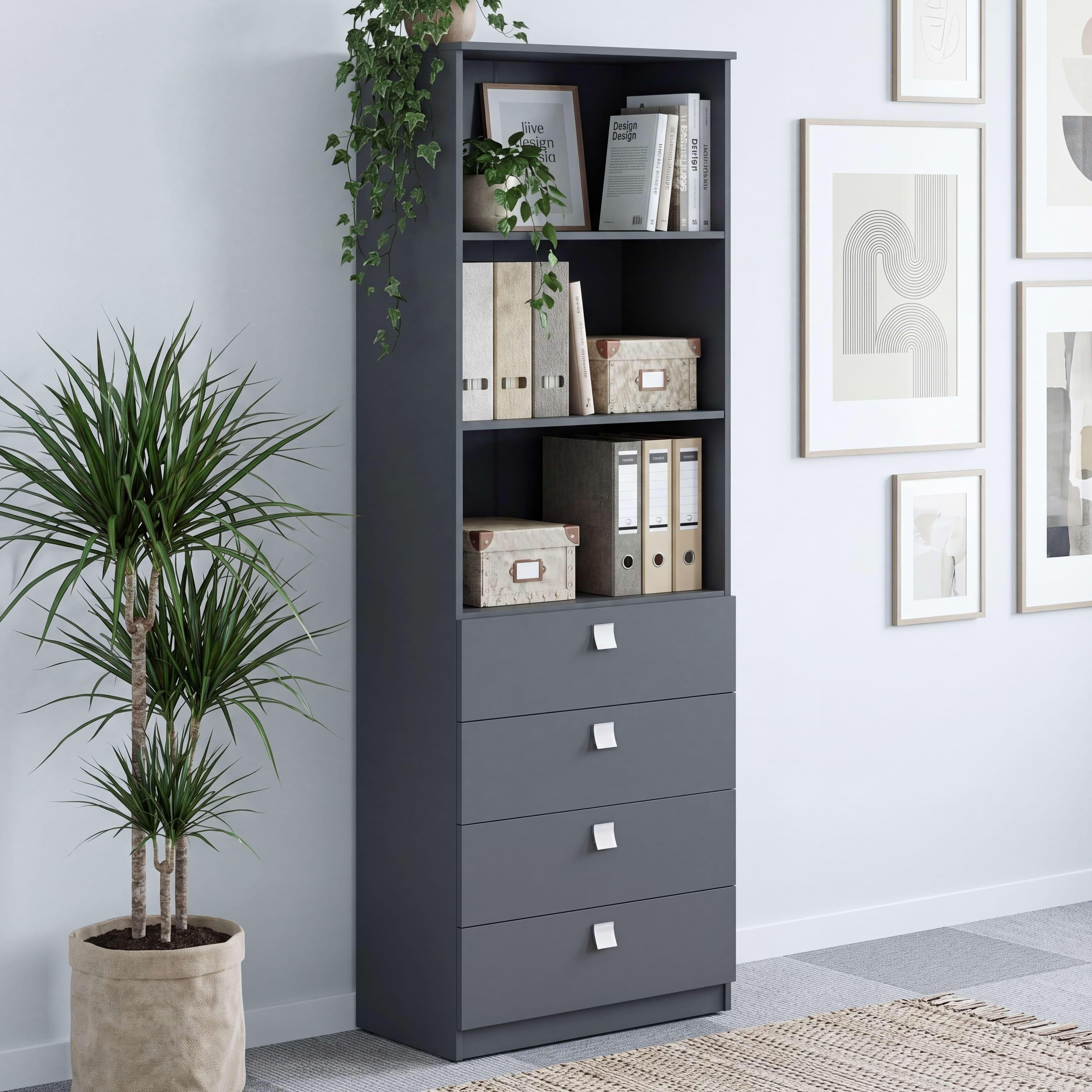 Biblioraft LINEA 70, 2 rafturi, 4 sertare