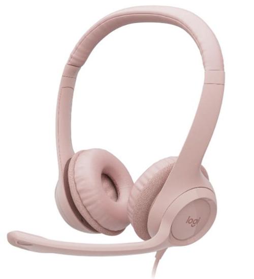 Casti Stereo Logitech H390, USB, Microfon (Roz)