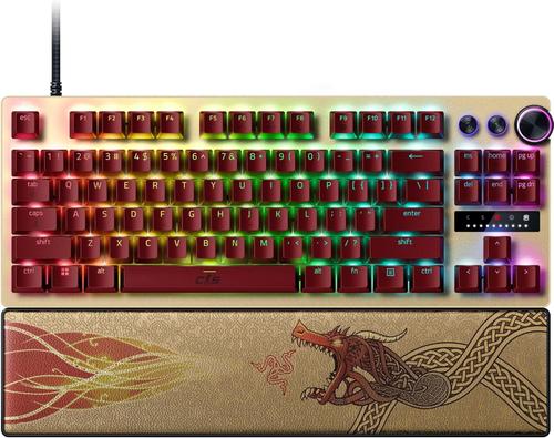 Tastatura Razer Huntsman V3 Pro Tenkeyless Counter-Strike 2 Edition, Analog Optical Switch Gen-2 RGB LED, Layout US, USB (Auriu)