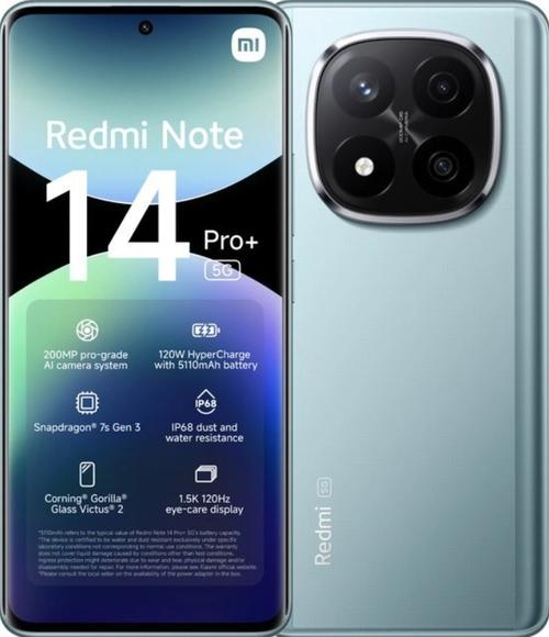 Telefon Mobil Xiaomi Redmi Note 14 Pro+, Procesor Qualcomm SM7635 Snapdragon 7s Gen 3 Octa-Core, AMOLED 6.67inch, 12GB RAM, 512GB Flash, Camera Tripla 200+8+2 MP, Wi-Fi, 5G, Dual Sim, Android (Albastru)