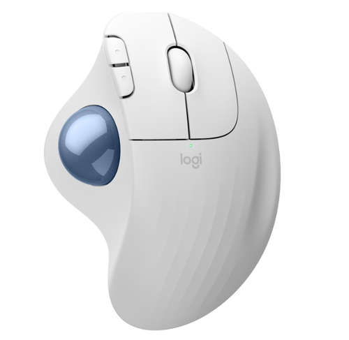 Mouse Logitech ERGO M575S, Wireless Trackball, USB (Alb/Albastru)