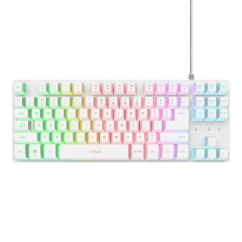 Tastatura Trust GXT 833 Thado TKL, iluminare RGB, Wired, USB (Alb)