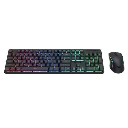 Kit tastatura si mouse wireless Redragon S107 Gaming Essentials KS iluminare RGB, USB/Bluetooth, 10000 dpi, Iluminare LED, Negru