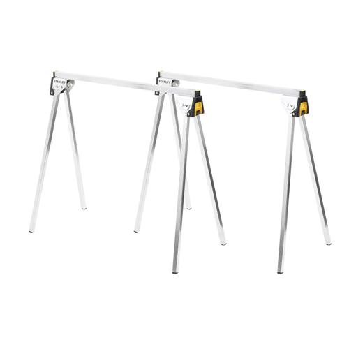 Set 2 suporturi pliabile, Stanley, Metal, 340 kg, Argintiu