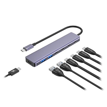 HUB USB Platinet PMH22 7in1, 10Gbps, 100 W PD (Argintiu)