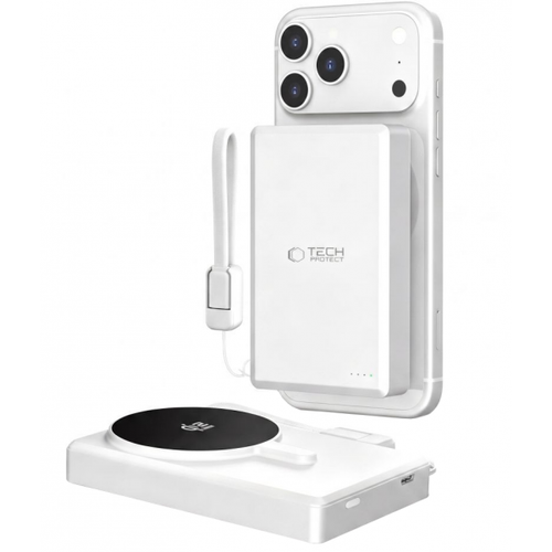 Baterie Externa Wireless Tech-Protect PB40 LifeMag, 10000mAh, 25W, PD + FQI, 1 x QI - 1 x USB-C (Argintiu)