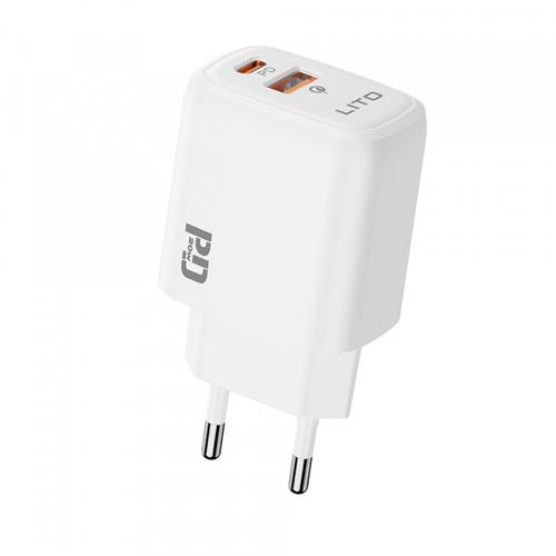 Incarcator Retea Lito LC28, 20W, 3A, 1 x USB-A - 1 x USB-C (Alb)