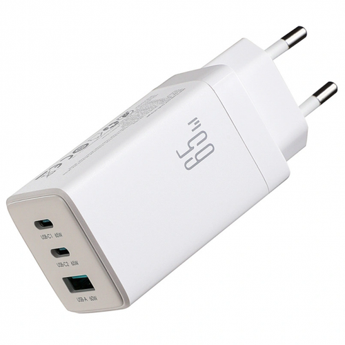 Incarcator Retea Cu Cablu USB-C Joyroom JR-TG10, 65W, 3.25A, 1 x USB-A - 2 x USB-C (Alb)