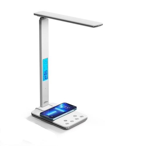 Lampa de birou cu led Media-Tech MT222, modul incarcare wireless pentru telefon, control tactil, USB, lumina calda si rece