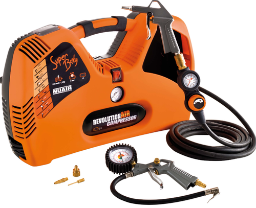 Compresor Revolution Air, 1.5CP, 8bar, fara ulei, portabil, 1100 W (Portocaliu/Negru)