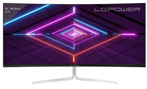 Monitor Gaming VA LED LC Power 34inch LC-M34-UWQHD-100-C-V3, UWQHD (3440 x 1440), HDMI, DisplayPort, AMD FreeSync, Ecran Curbat, 100 Hz, 6 ms (Alb/Argintiu)